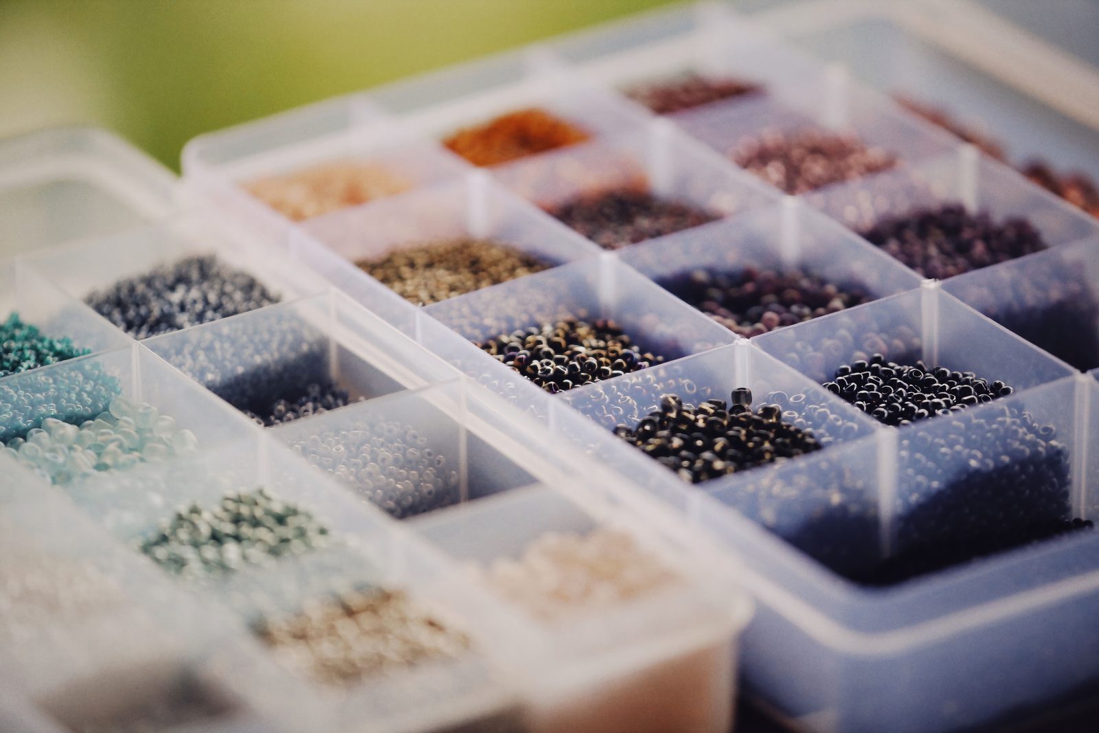 Assorted colorful seed beads