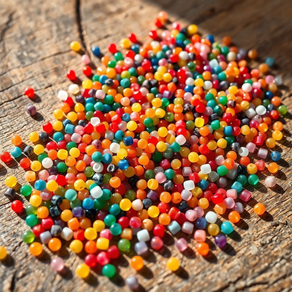 Colorful decorative stones on a table