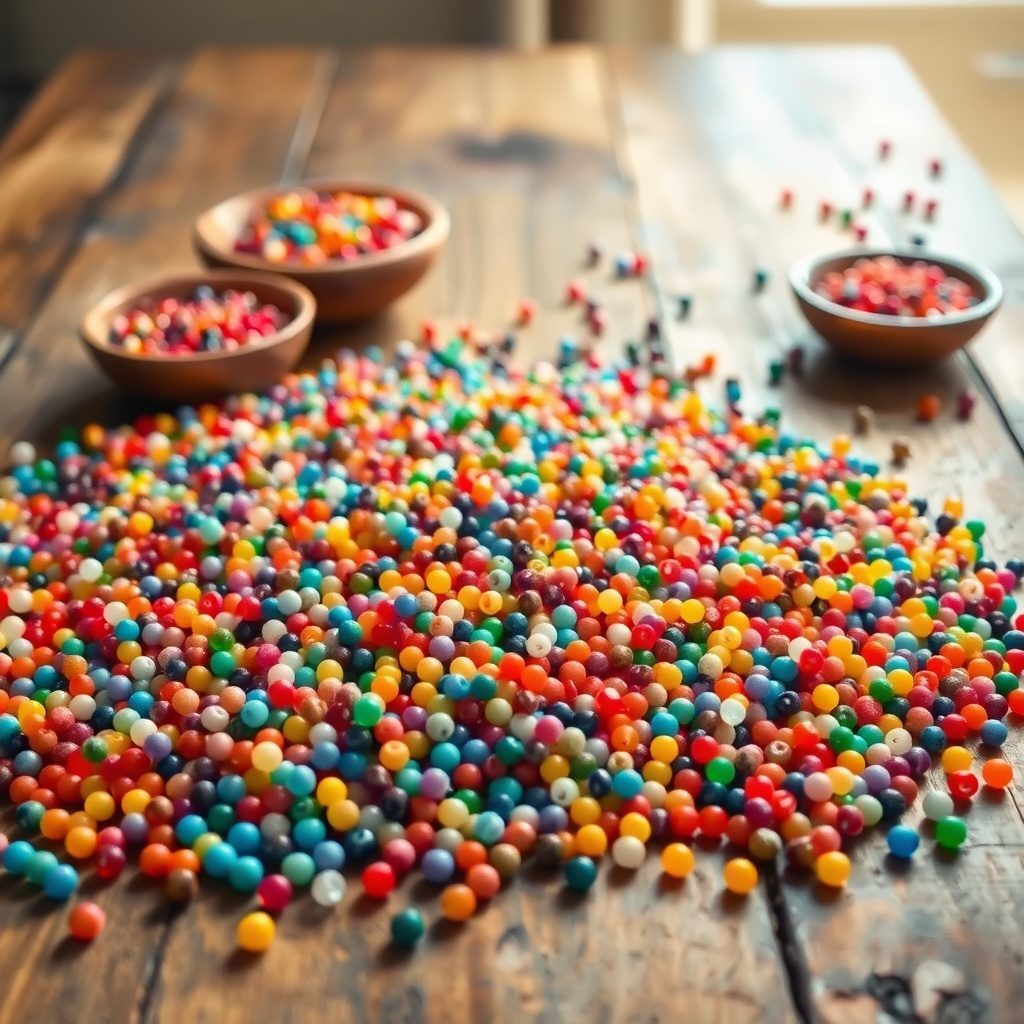Vibrant seed beads and crafting supplies